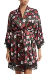 HANKY PANKY LUXE FLORAL LACE TRIM SATIN ROBE