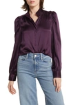 Frame Gillian Long-sleeve Silk Top In Plum