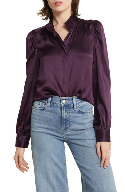 Frame Gillian Long-sleeve Silk Top In Plum