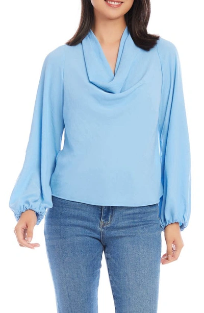 Karen Kane Cowl Neck Top In Blue