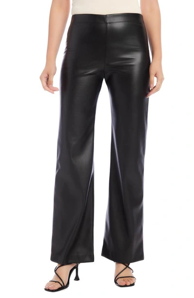 Karen Kane Wide Leg Faux Leather Pull-on Pants In Black