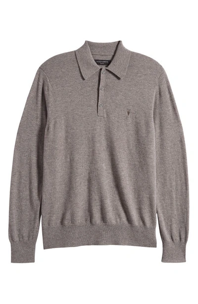 Allsaints Kilburn Long Sleeve Polo Sweater In Monument Grey