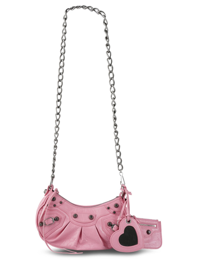 Balenciaga Le Cagole Chain Shoulder Bag In Pink & Purple