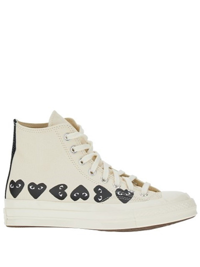 Comme Des Garçons Play X Converse Canvas High-top Sneakers In White