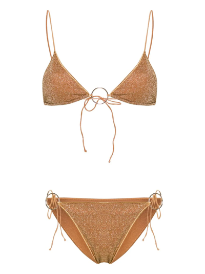 Oseree Metallic-threading Triangle-cup Bikini