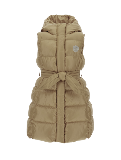 Monnalisa Kids'   Technical Fabric Padded Gilet In Dove Grey