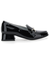 Monnalisa Teen Girls Black Leather Heeled Loafers In Black