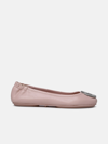 TORY BURCH 'MINNIE TRAVEL' PINK LEATHER BALLET FLATS