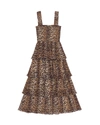 Ganni + Net Sustain Pleated Smocked Leopard-print Recycled-georgette Midi Dress In Multi