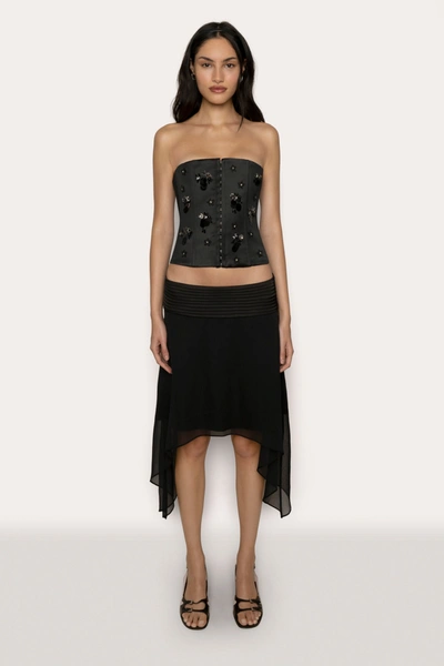 Danielle Guizio Ny Embellished Satin Corset In Black