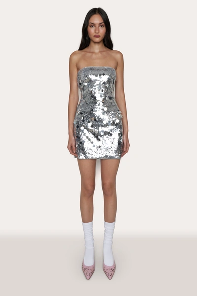 Danielle Guizio Ny Paillette Tube Dress In Silver