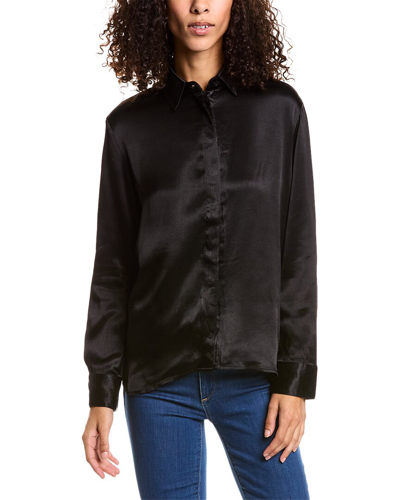 Dress Forum Satin Button-down Shirt In Black