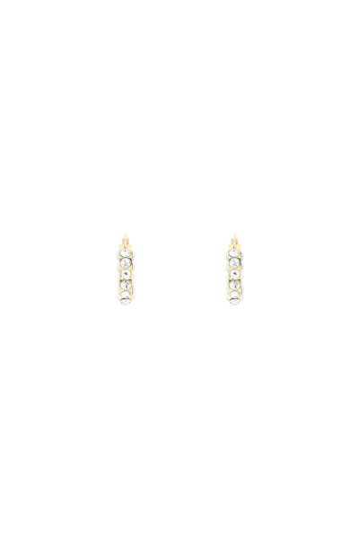 Amina Muaddi Small Jahleel Hoop Earrings With Crystals In White Crystals&gold Base