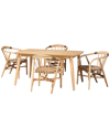 Baxton Studio Kyoto Modern Bohemian Rattan 5pc Dining Set