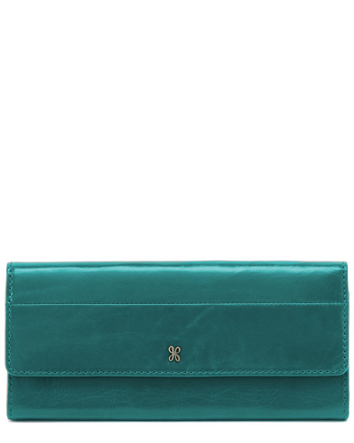 Hobo Jill Large Trifold Leather Wallet In Green