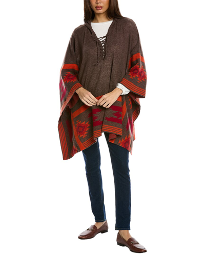 Hannah Rose Southwest Jacquard Wool & Cashmere-blend Poncho In Red