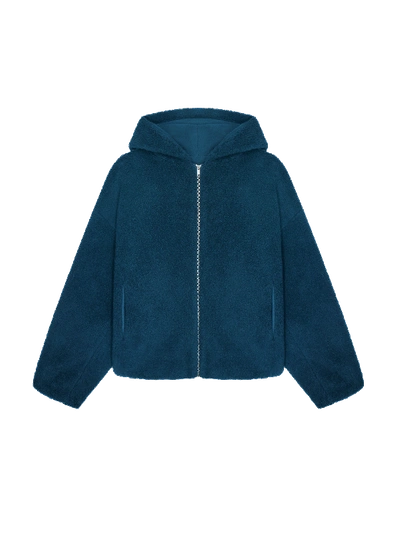 Pangaia Mens Recycled Wool Fleece Reversible Bomber Jacket In Storm Blue