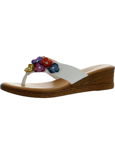 Tuscany By Easy Street® Giordana Womens Leather Embellished Thong Sandals In Multi