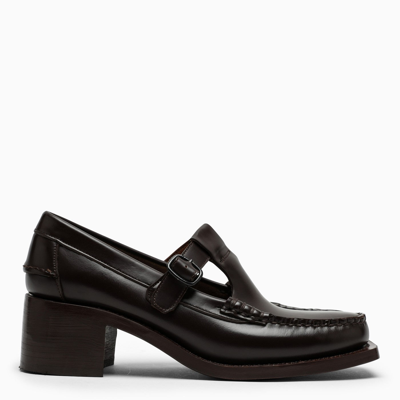 Hereu Alber Heeled Mary Jane Buckle Loafers In Black