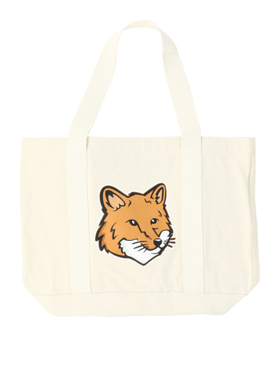 Maison Kitsuné "fox Head" Tote Bag In Beige
