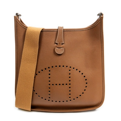 Hermes Evelyne Pm Clemence Gold In Brown