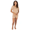 Leveret Womens Two Piece Short Cotton Pajamas In Beige