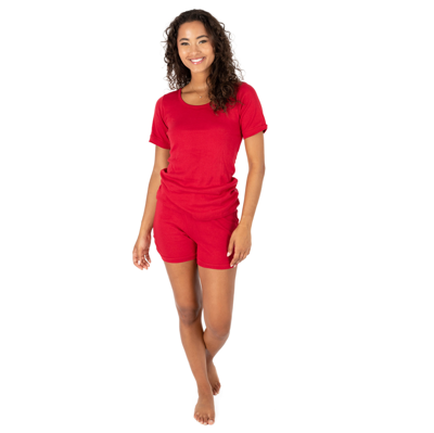 Leveret Womens Two Piece Short Cotton Pajamas In Red