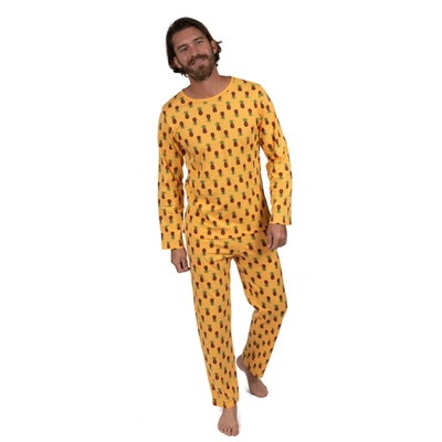 Leveret Mens Two Piece Cotton Loose Fit Pajamas Pineapple In Yellow