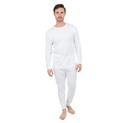 Leveret Mens Two Piece Cotton Pajamas Neutral Solid Color In White