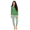 Leveret Christmas Womens Two Piece Cotton Pajamas Striped In Green