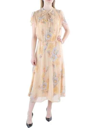 Lauren Ralph Lauren Womens Smocked Tie Front Maxi Dress In Multi