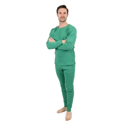 Leveret Mens Two Piece Cotton Pajamas Classic Solid Color In Green