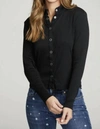 Chaser Long Sleeve Snap Front Mock Neck Tee True Black In Black