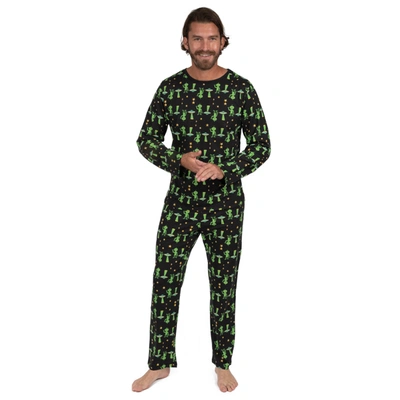 Leveret Mens Two Piece Cotton Loose Fit Pajamas Alien In Green