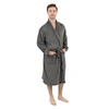 Leveret Mens Fleece Robe In Grey