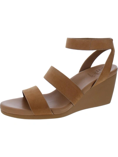 Naturalizer Genn-ignite Womens Leather Ankle Strap Wedge Sandals In Brown