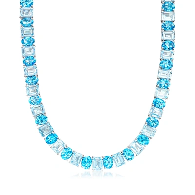 Ross-simons Swiss And Sky Blue Topaz Necklace In Sterling Silver