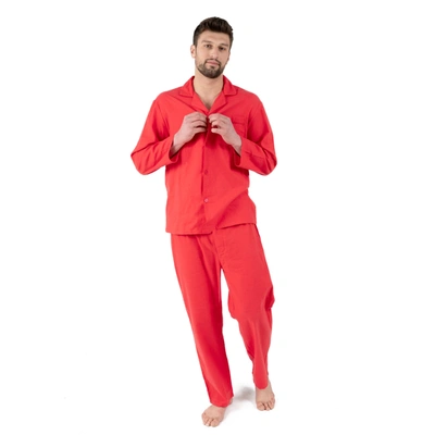 Leveret Mens Two Piece Flannel Pajamas In Red