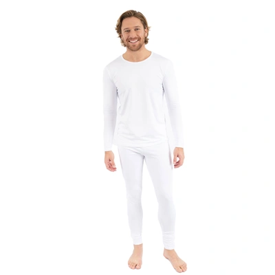 Leveret Mens Two Piece Thermal Pajamas In White