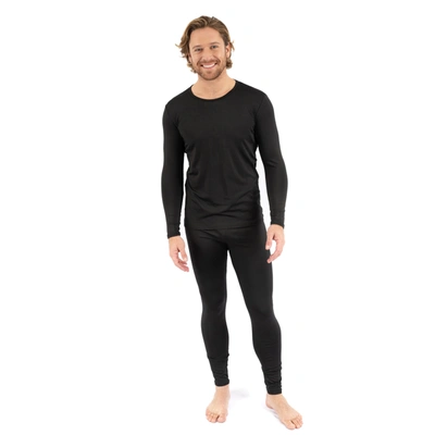 Leveret Mens Two Piece Thermal Pajamas In Black