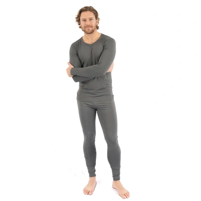 Leveret Mens Two Piece Thermal Pajamas In Grey