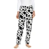 LEVERET WOMENS FLEECE PAJAMA PANTS COW BLACK