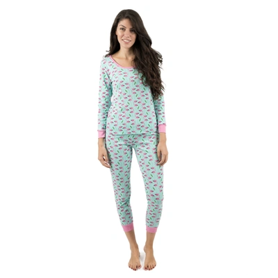 Leveret Womens Zoo Animals Cotton Pajamas In Blue