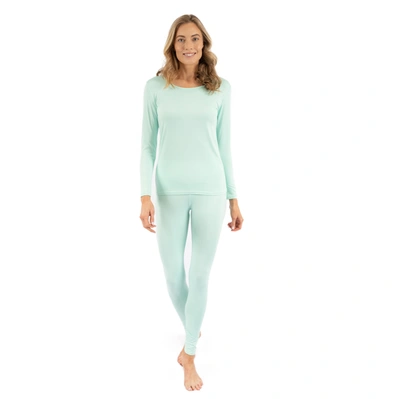 Leveret Womens Classic Solid Color Thermal Pajamas In Blue