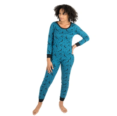 Leveret Womens Two Piece Cotton Pajamas Moon In Multi