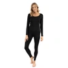 LEVERET WOMENS TWO PIECE NEUTRAL SOLID THERMAL PAJAMAS