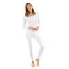 Leveret Womens Two Piece Cotton Pajamas Neutral Solid Color In White