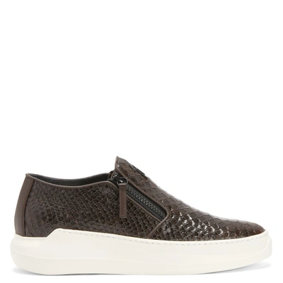 Giuseppe Zanotti Conley Zip Slip-on Sneakers In Brown