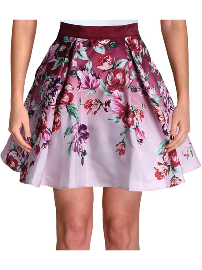Trixxi Juniors Womens Floral Print Mini A-line Skirt In Pink