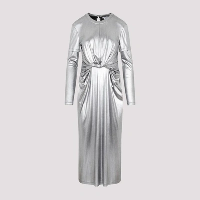 Loewe Women's Metallic Draped Midi-dress In Black Silver